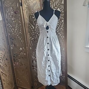 Japna White Button-Front Midi Dress